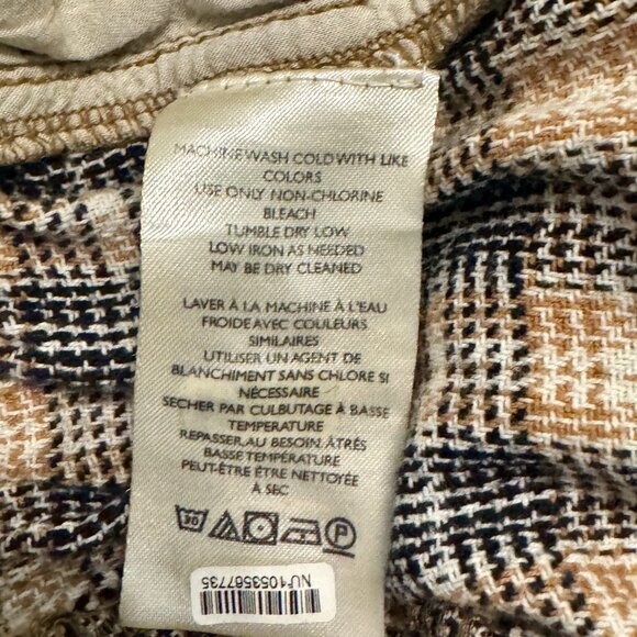 Free People Back Street Pants Plaid Tapered Joggers Tan Brown Sz Small - Picture 12 of 13